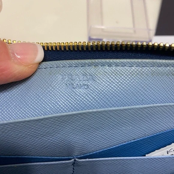 Authentic Prada Long Blue Saffiano Leather Wallet Luxury Designer - Picture 6 of 14